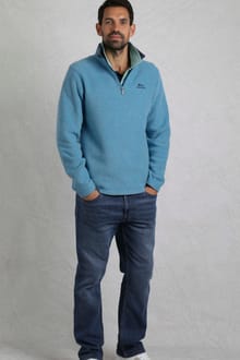 Newark 1/4 Zip Grid Fleece Sky Blue