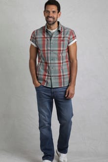 Judd Short Sleeve Check Shirt Mineral Blue