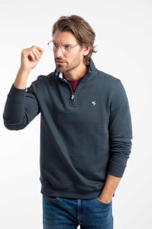 Archer Eco WF Branded 1/4 Zip Sweatshirt Navy