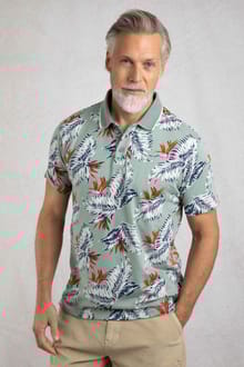 Sarat Organic Cotton Printed Polo Shirt Mineral Blue