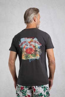 Crabby Shack Back Print Graphic T-Shirt Washed Black