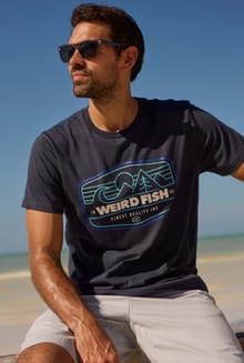 Pacific Eco Front Print Graphic T-Shirt Navy