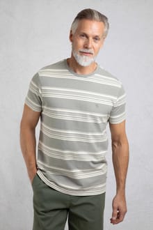 Xavier Eco Crepe Stripe T-Shirt Limestone