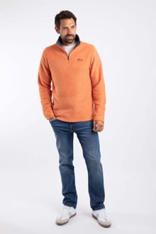 Newark 1/4 Zip Grid Fleece Brick Orange