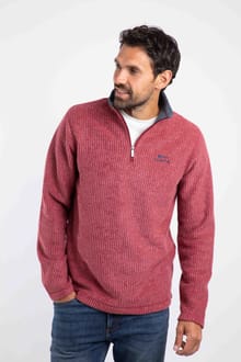 Newark 1/4 Zip Grid Fleece Rhubarb