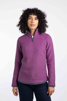 Beye 1/4 Zip Grid Fleece Purple Wine