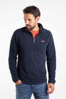 Errill 1/4 Zip Textured Fleece Midnight