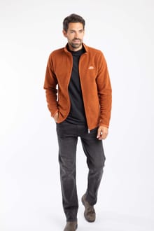 Merrill Full Zip Textured Fleece Brick Orange