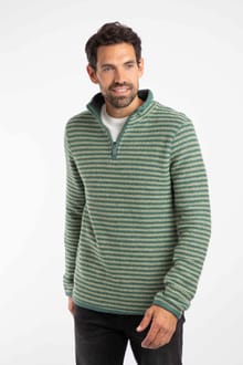 Shorling 1/4 Zip Striped Macaroni Sweatshirt Army Green