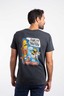 Fawlty Trouters Back Print Artist T-Shirt Navy