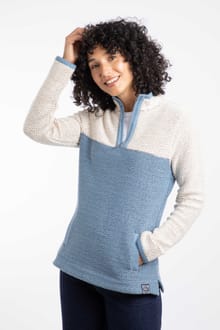 Isla 1/4 Zip Colour Block Macaroni Denim Blue