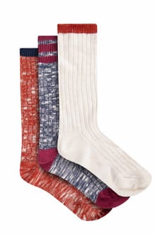 Dilki Striped Boot Sock 3pk Rust Leaves