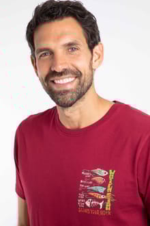 Sling Your Hook Back Print Artist T-Shirt Garnet