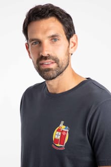 Old Speckled Fin Back Print Artist T-Shirt Navy