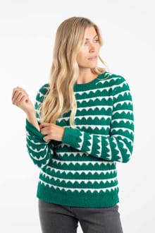 Tyla Cosy Knit Scalloped Jumper Green Ivy