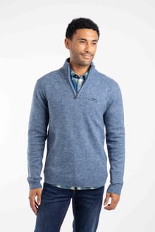 Altwood 1/4 Zip Jumper Pale Denim
