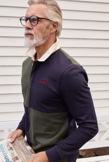 Lyon Organic Cotton Colour Block Rugby Shirt Deep Lichen Green