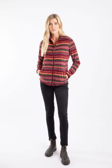 Rochelle Full Zip Printed Microfleece Antique Cherry