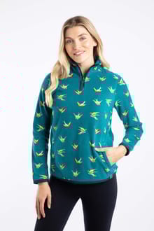 Reena 1/4 Zip Printed Microfleece Forest Night