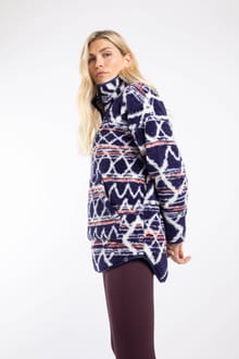 Pikard Printed Plush Qtr Zip Fleece Navy