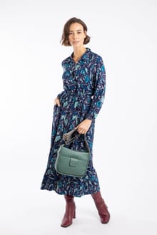 Steffan Printed Maxi Shirt Dress Estate blue