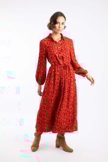 Steffan Printed Maxi Shirt Dress Garnet