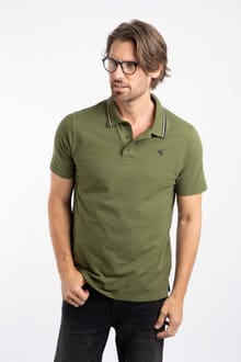 Dylan Organic Cotton Tipped Collar Polo Shirt Winter Green