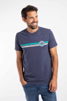 Wave Stripe Graphic T-Shirt Dark Blue