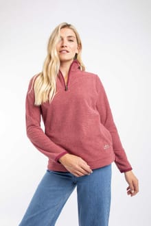 Sarah 1/4 Zip Textured Fleece Garnet