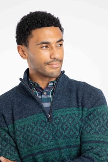 Kilnworth 1/4 Zip Fair Isle Jumper Navy