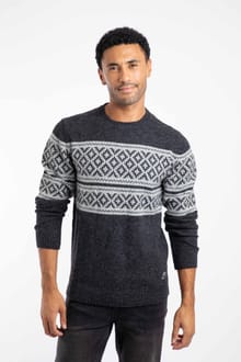 Wicklow Fair Isle Crew Neck Jumper Black