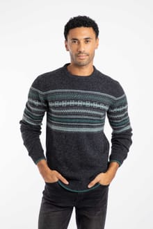 Orson Fair Isle Crew Neck Jumper Black
