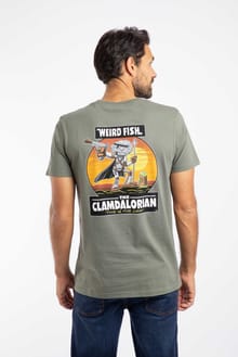 Clamdalorian Back Print Artist T-Shirt Storm Grey